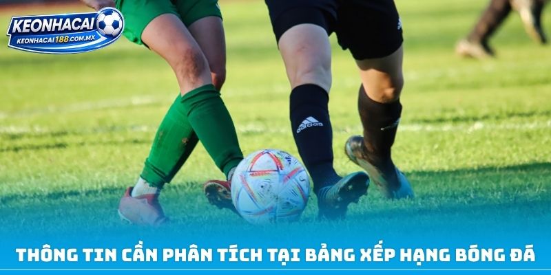 Thông tin cần phân tích tại bảng xếp hạng bóng đá